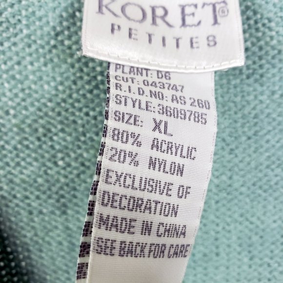 Koret Women's Sea Foam Green Button Floral Embroidered Beaded Knit Sweater Vest - Picture 12 of 12